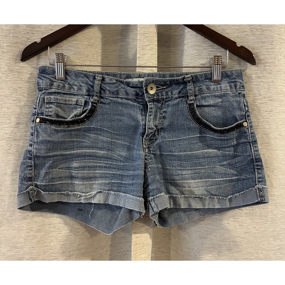 LEI Vintage Y2k Denim Shorts Size 9 Low Rise Festival
